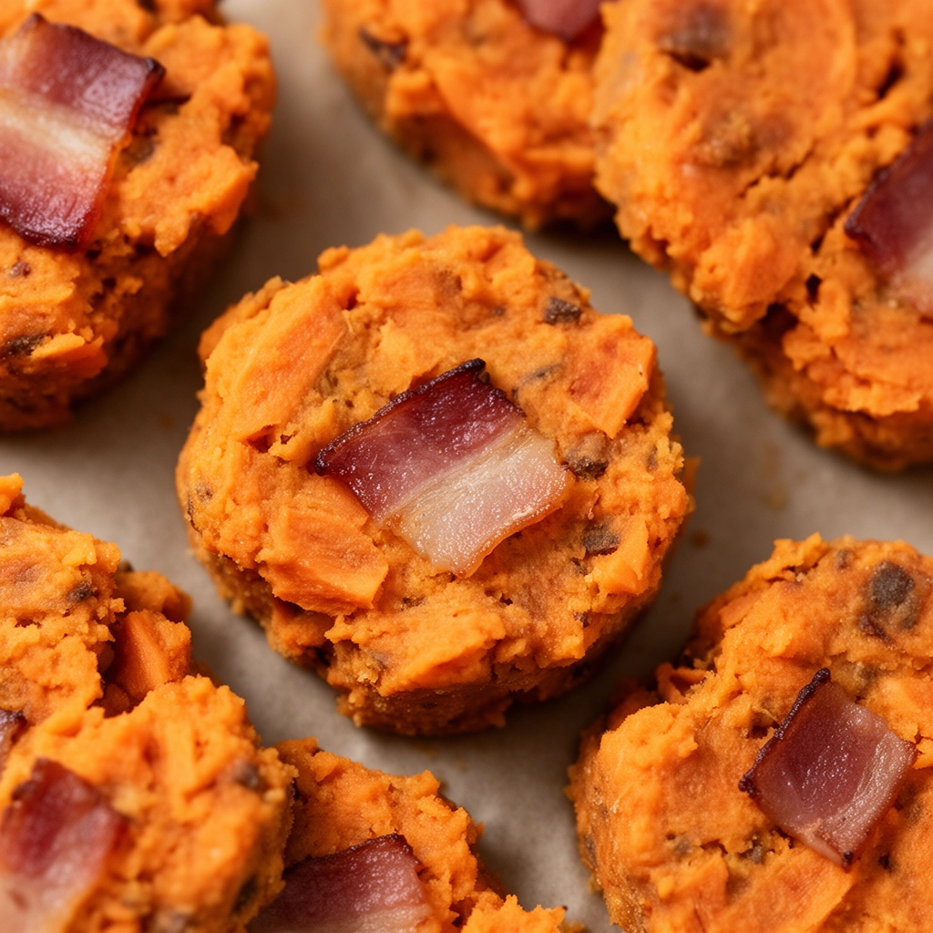 homemade sweet potato and bacon dog treats illustration