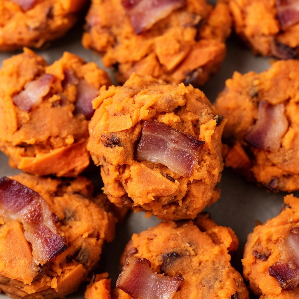 homemade sweet potato and bacon dog treats illustration